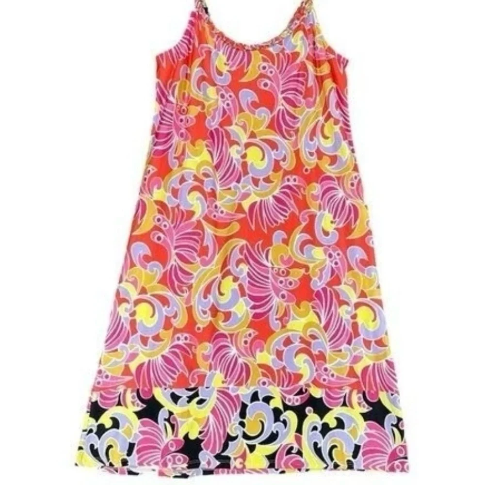 Women’s Small Sleeveless Colorful Chain Retro Style Shift Sun Dress Knee Length - Picture 5 of 12